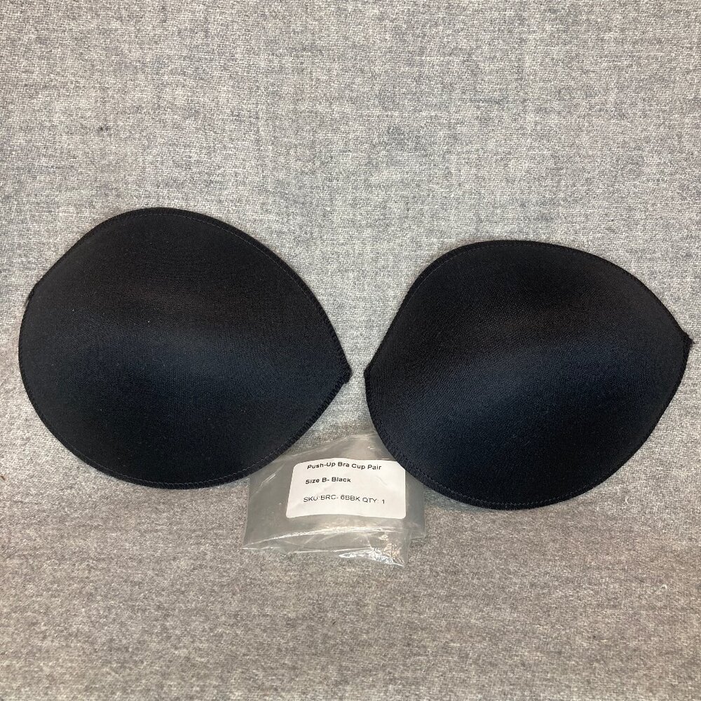 Sew-in Push Up Bra Cups Pads Inserts 1 pair Black Size Small Cup Size B BRC-6BBK